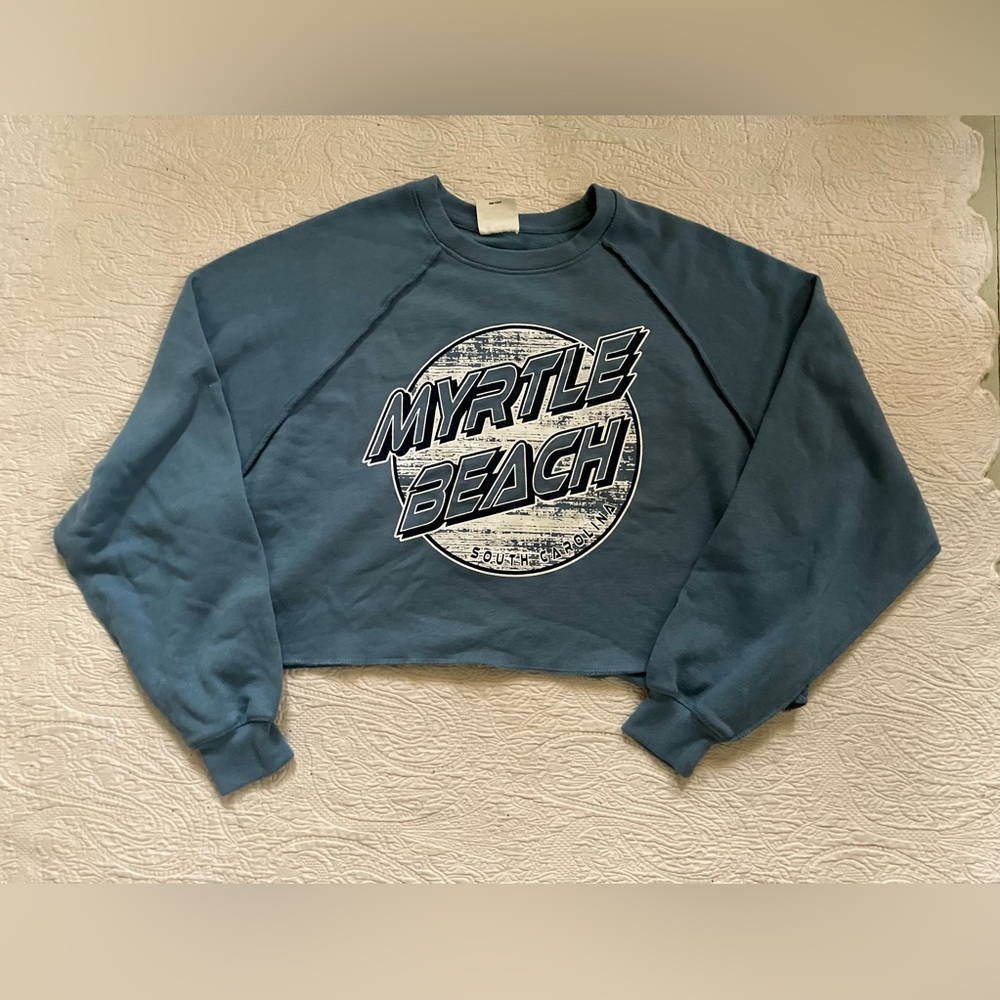 New Myrtle Beach blue crop top sweatshirt by relaxx - size medium